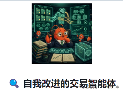 自我改进交易智能体的科幻风插画