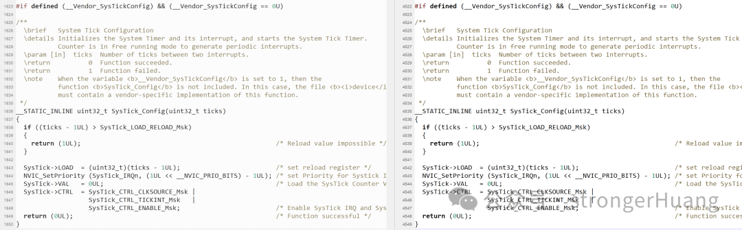 SysTick_Config函数代码对比