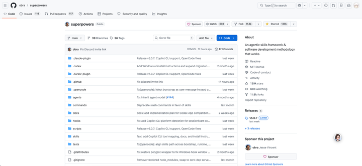GitHub上的superpowers技能框架仓库