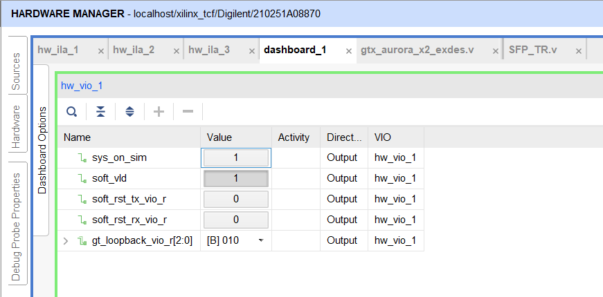 VIO调试面板：sys_on_sim为系统使能，soft_vld控制GT复位与回环