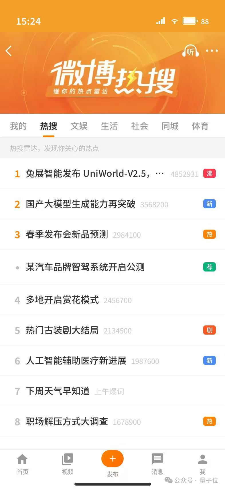微博热搜界面（由 UniWorld-V2.5 生成）