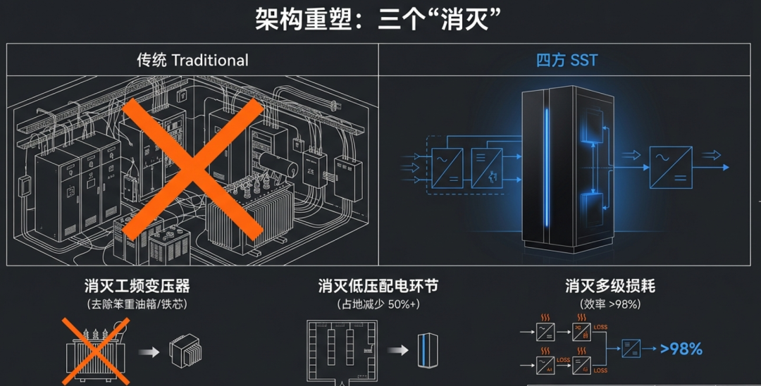 传统变压器与四方SST对比图