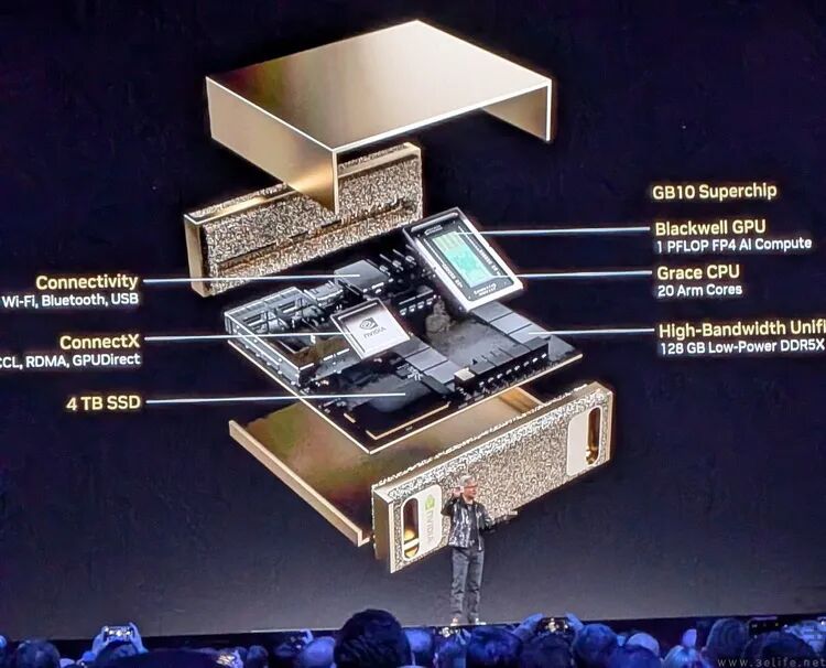 英伟达GB10 Superchip芯片架构剖面图