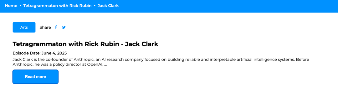 Rick Rubin 对 Jack Clark 的播客访谈截图,谈及采访 Brockman 的往事