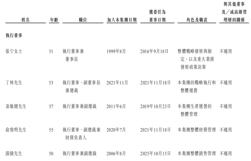彤程新材执行董事情况表格