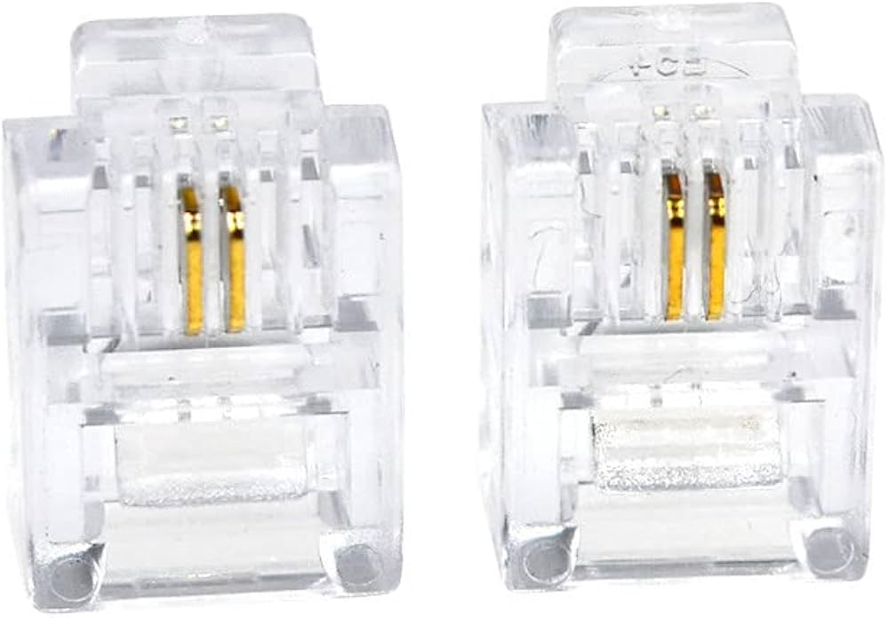 两个透明RJ11电话插头