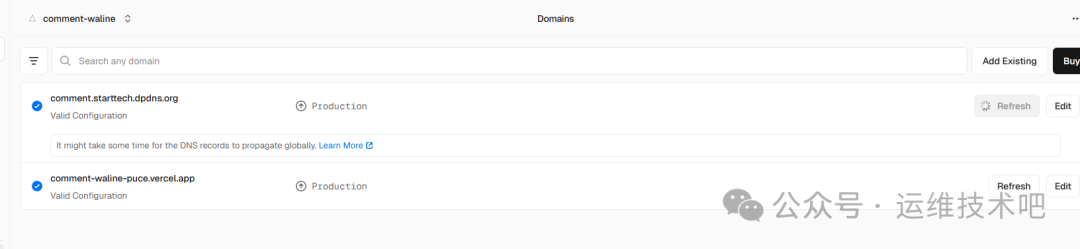 域名验证成功，状态变为有效配置