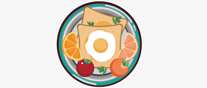 一份卡通风格的营养早餐插画