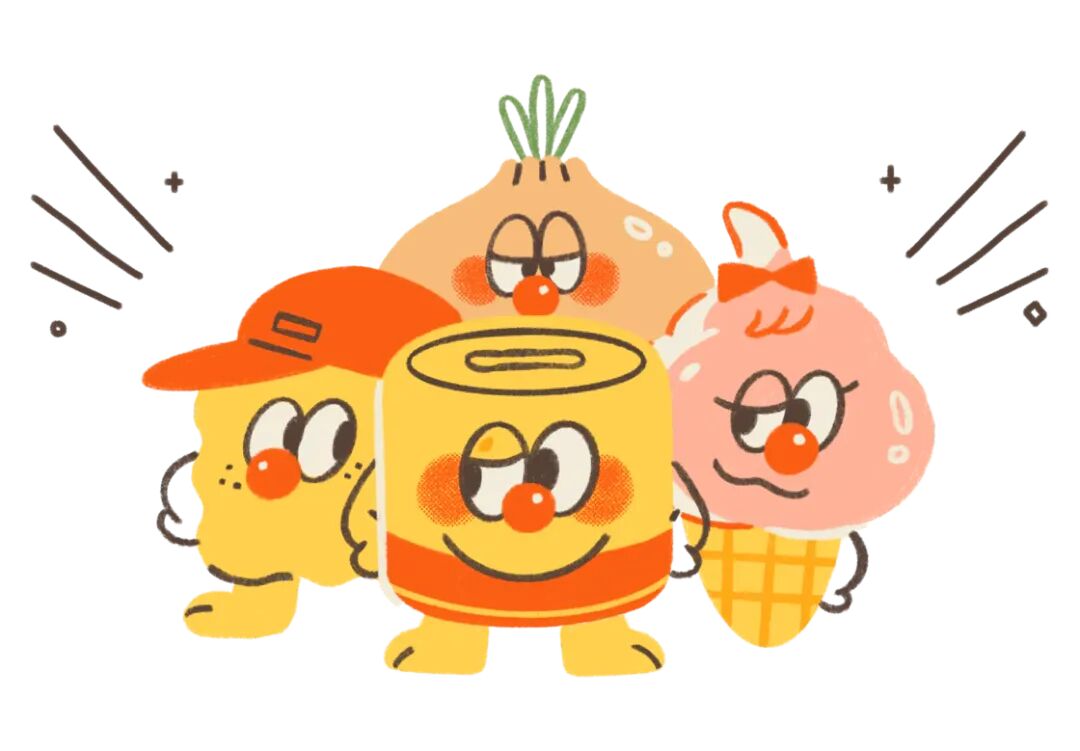 四位卡通“罐头朋友”角色合集