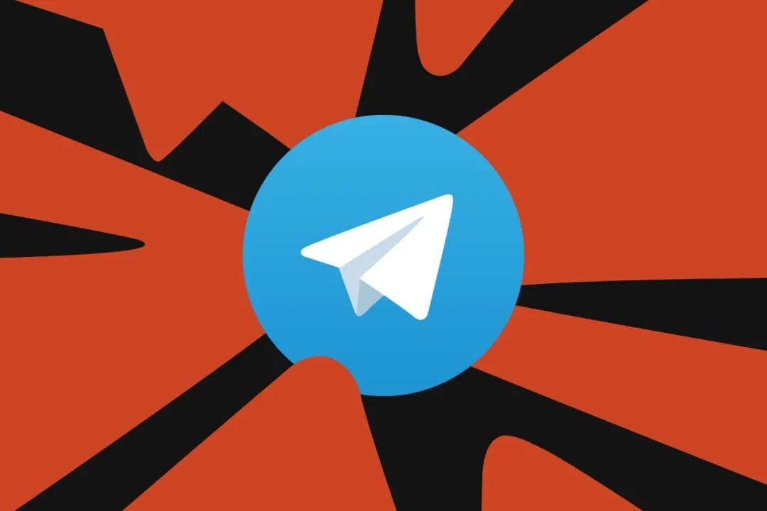 Telegram 标志性的蓝色纸飞机图标与放射状背景