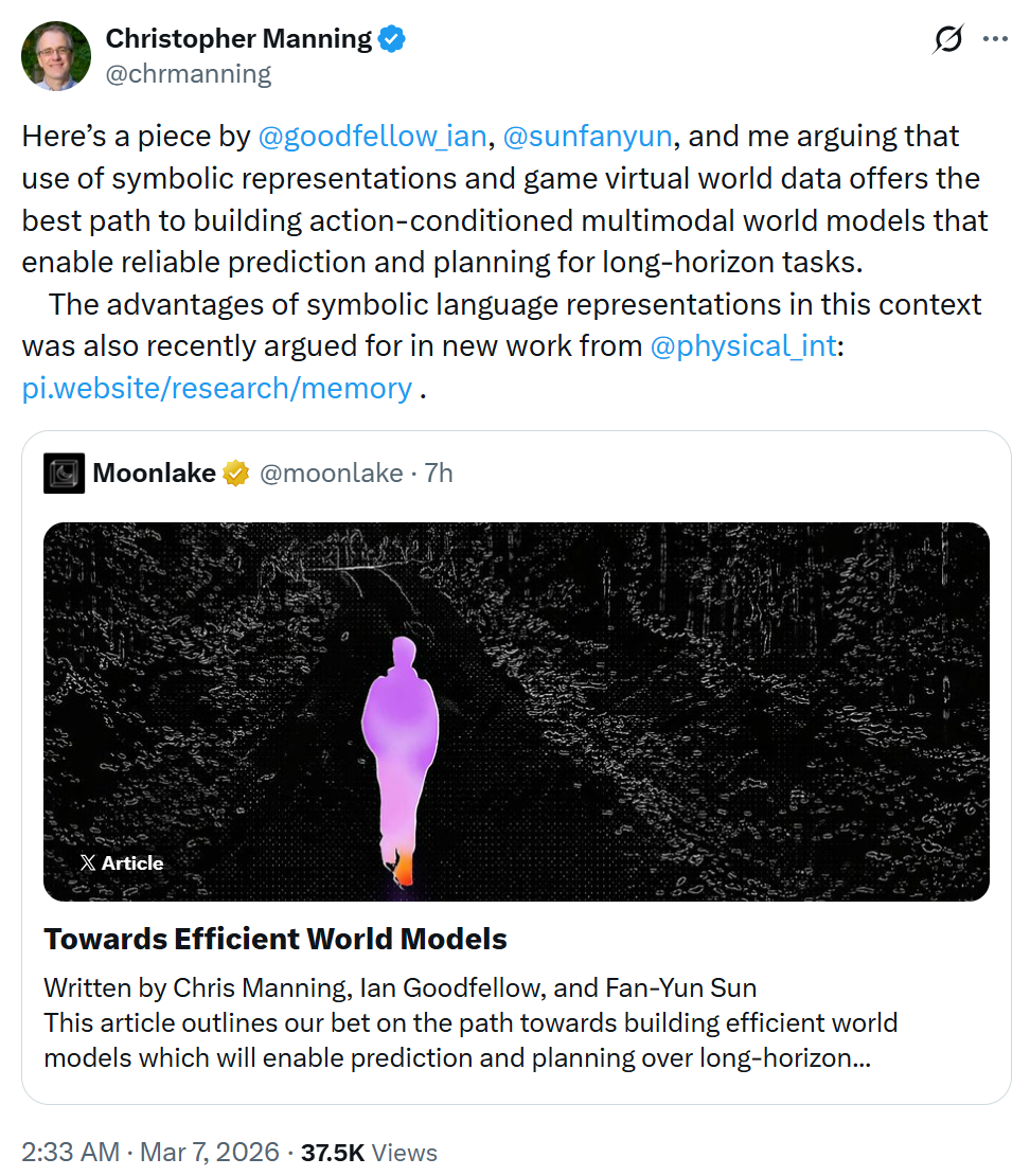 Chris Manning阐述符号表示优势的推文截图