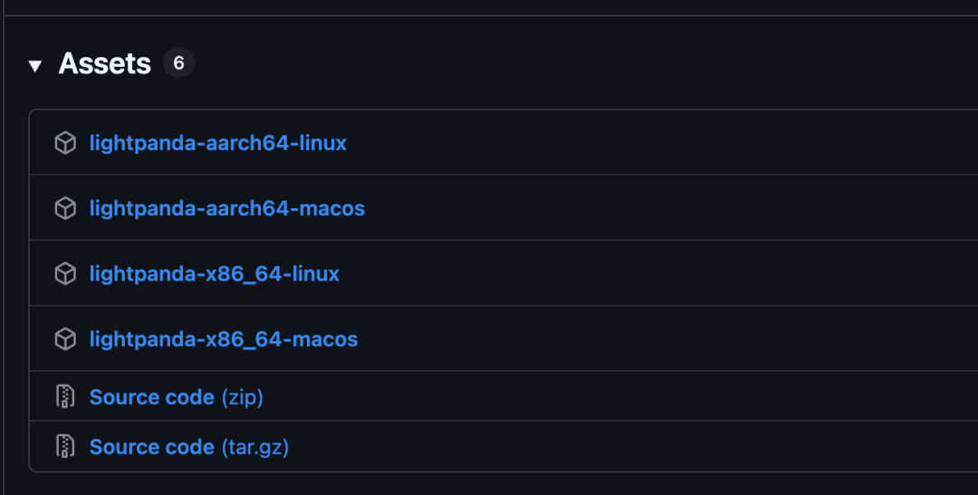 GitHub Releases页面资产下载列表