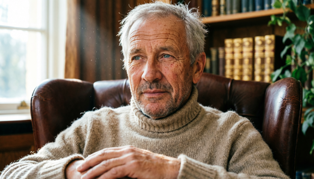 真实肤质与皱纹的老年男性肖像