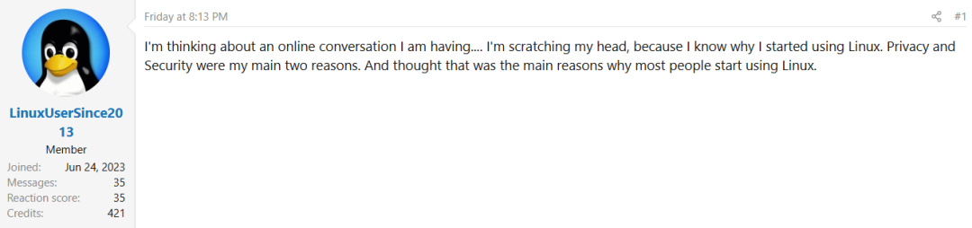 论坛用户分享使用Linux源于隐私安全