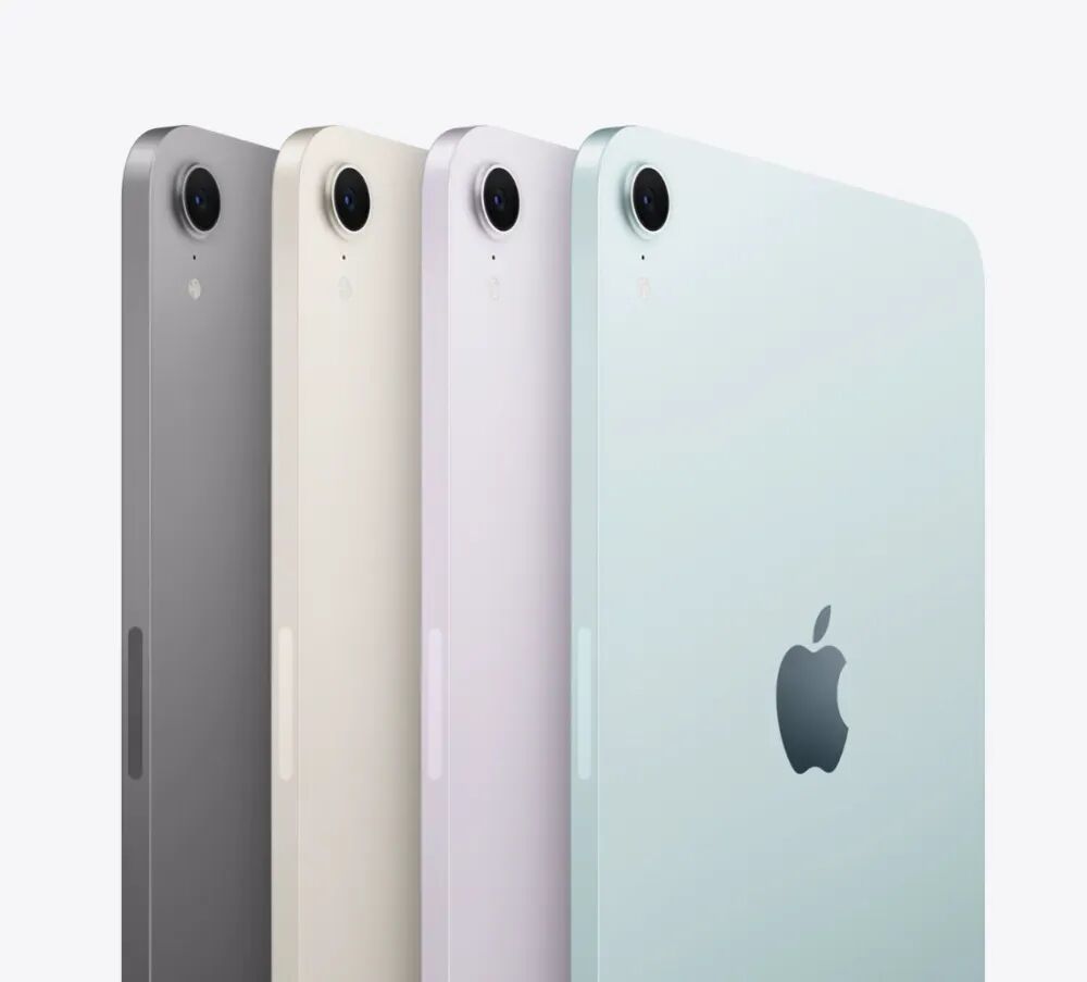 四款不同颜色的iPad背面展示