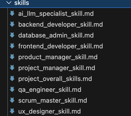 项目角色技能定义文档列表