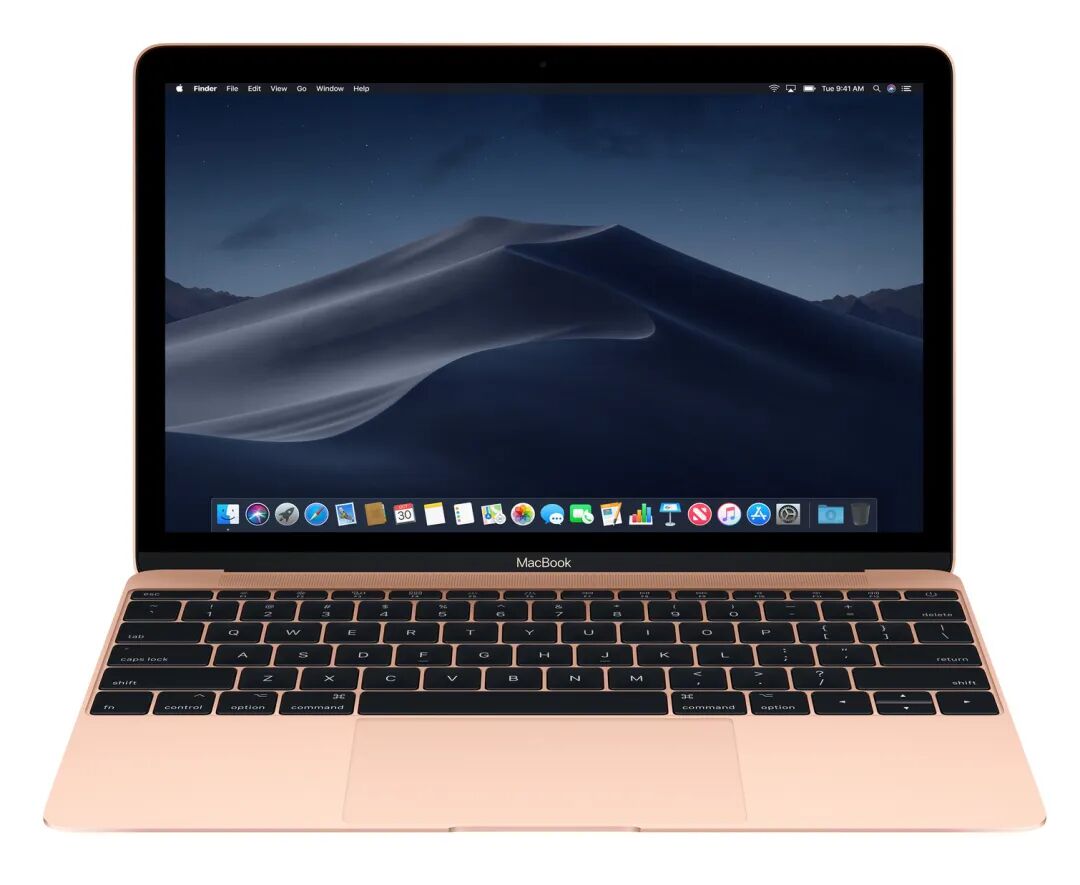 玫瑰金MacBook展示macOS桌面环境