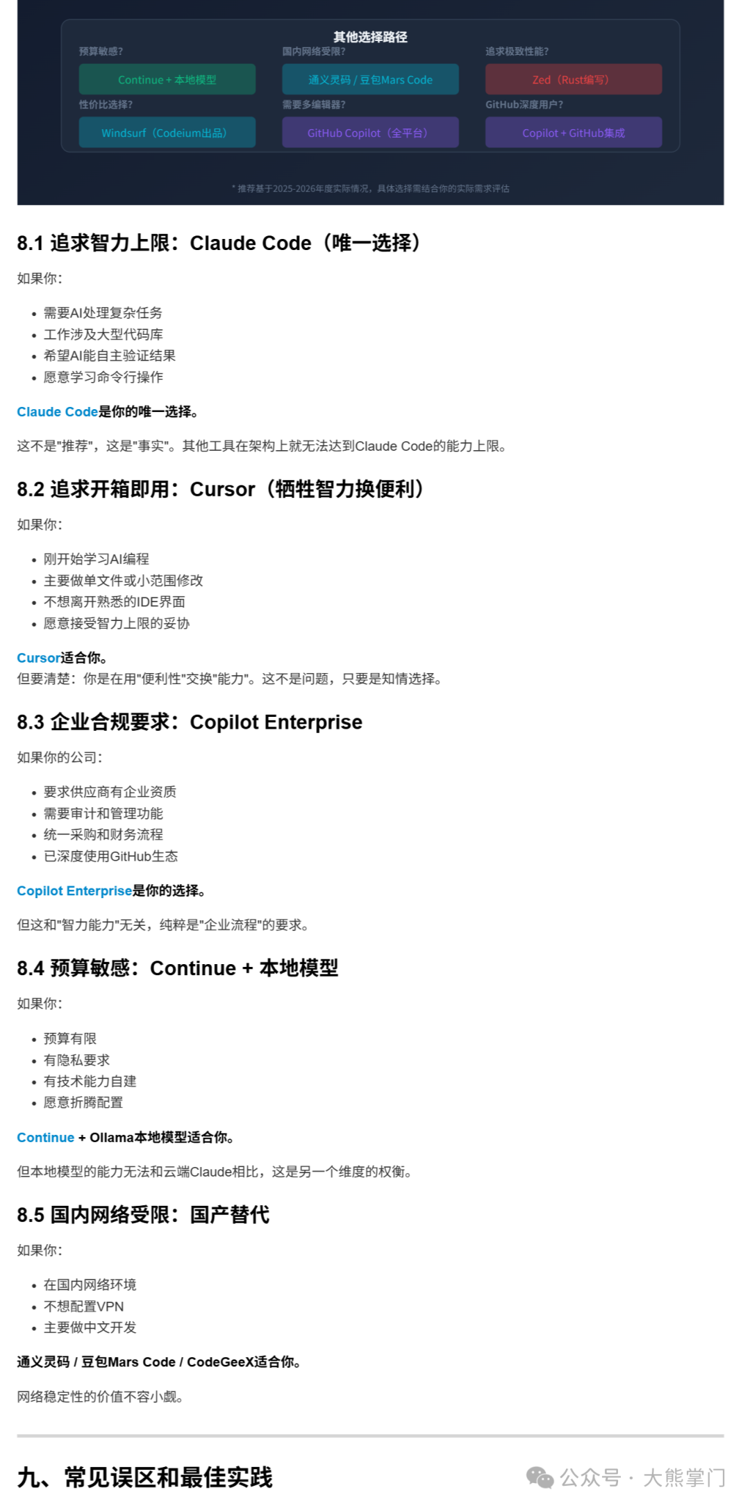 不同需求下的AI编程工具选择推荐