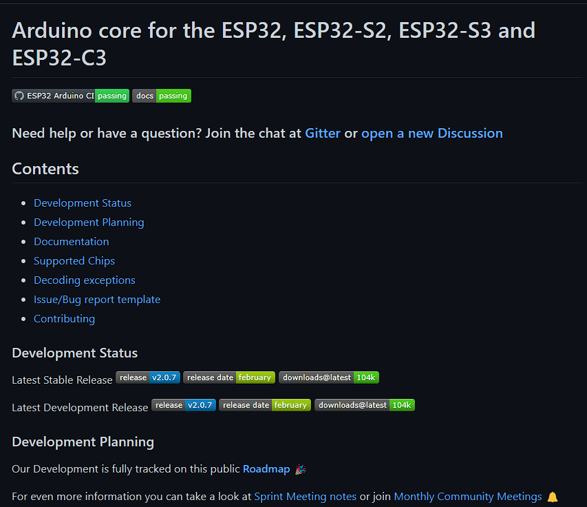 Arduino core for ESP32 系列支持页面