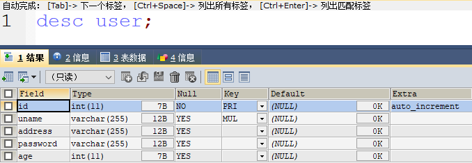 user表结构设计