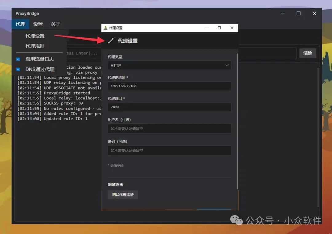 ProxyBridge代理设置界面