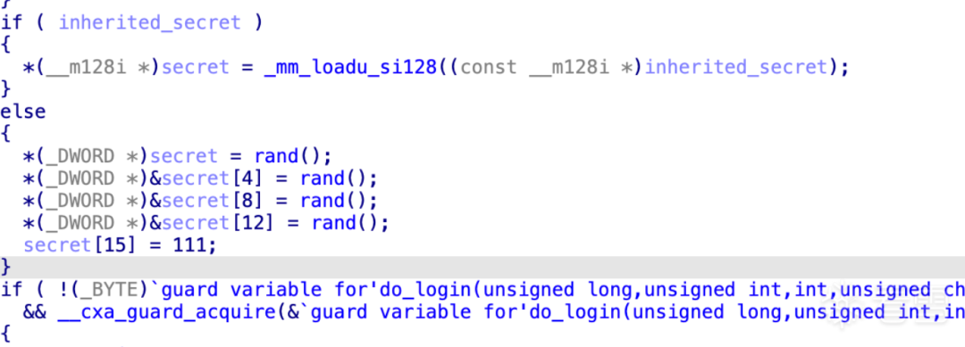 C语言代码片段显示secret数组的随机数生成逻辑