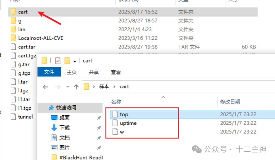 cart.tgz解压出的top、uptime、w文件