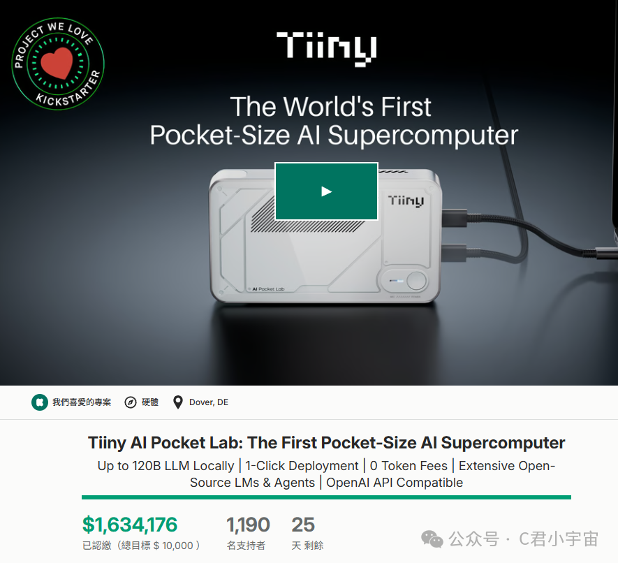 Tiiny AI Pocket Lab产品外观与功能介绍图