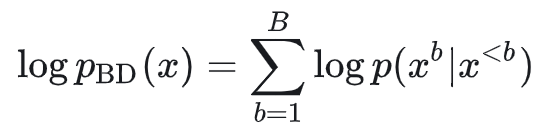 块扩散模型的对数概率计算公式
