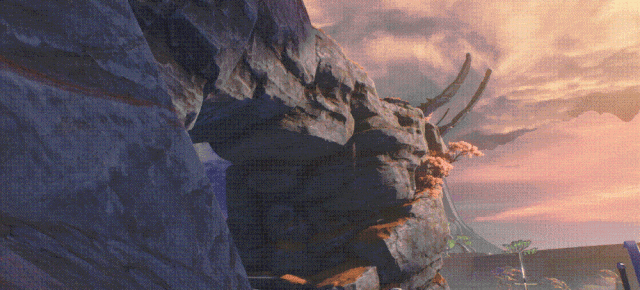 角色攀爬时崖壁沙土滑落的细节动画