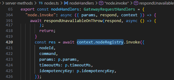 网关将参数传递给节点注册表
