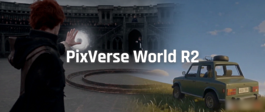 PixVerse R2实时世界模型主题图:奇幻魔法与写实越野场景融合