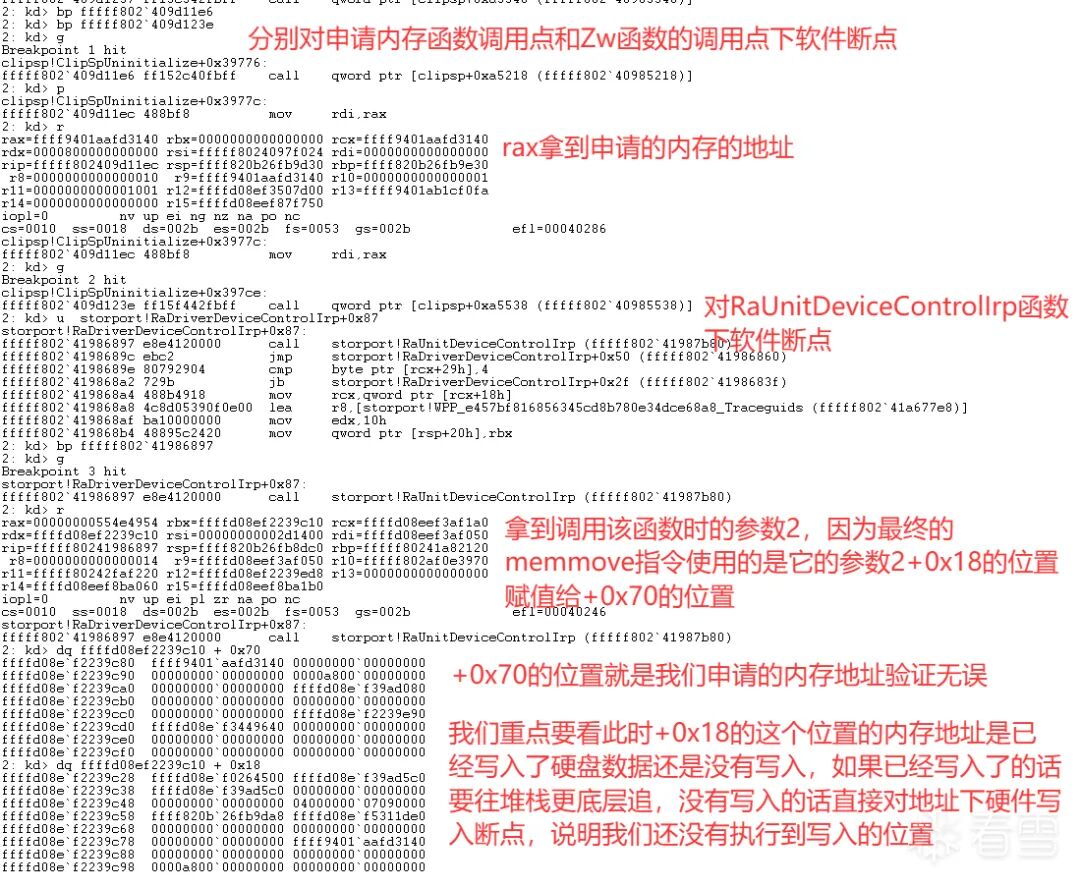 对RaUnitDeviceControlIrp调用点下断并分析参数