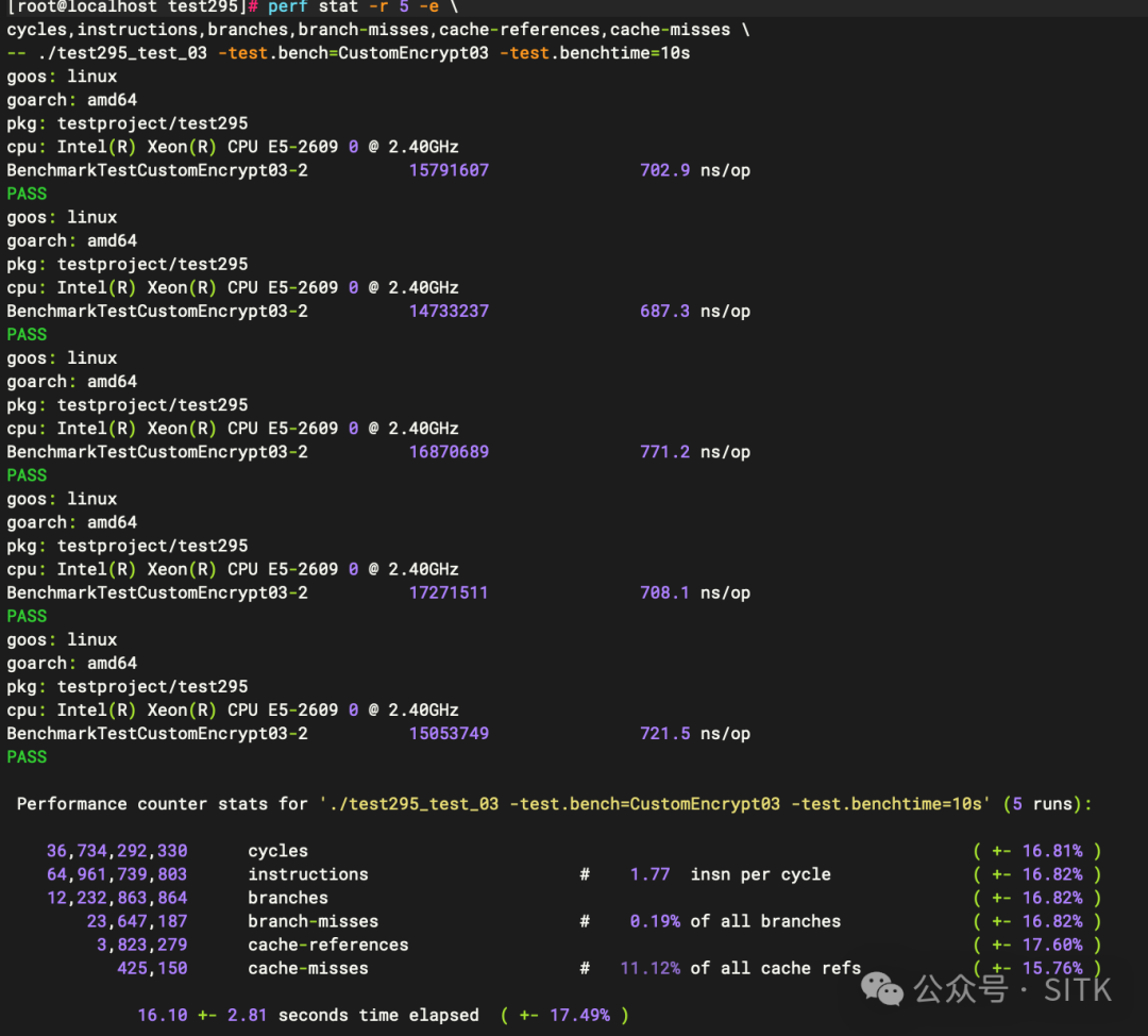 CryptBlocks03 的 perf stat 性能计数器数据