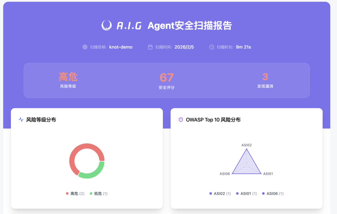 A.I.G Agent安全扫描报告界面