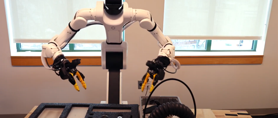 双臂工业机器人工作场景