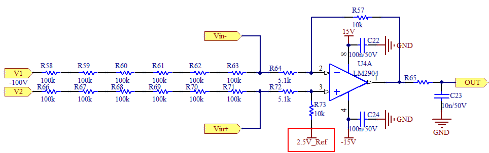输入为负电压时的偏移电路实例