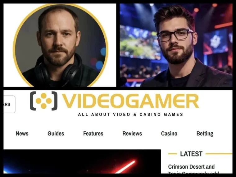 VideoGamer网站头部截图,展示导航栏与栏目