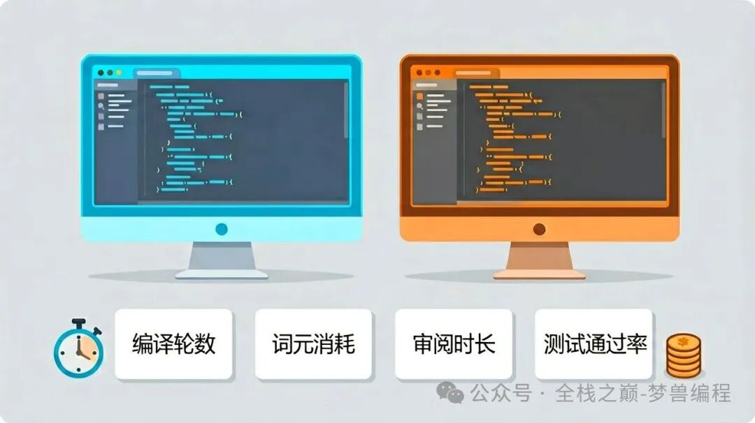 对照实验要记录的四个指标:编译轮数、词元消耗、审阅时长、测试通过率