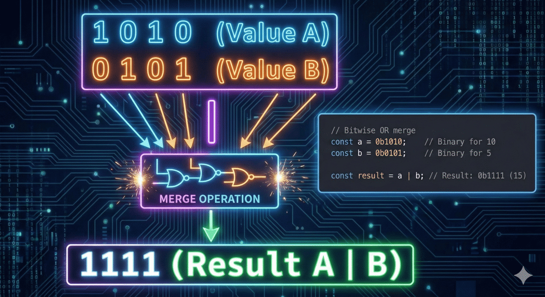 二进制位运算示意图：展示按位或（OR）如何合并车道