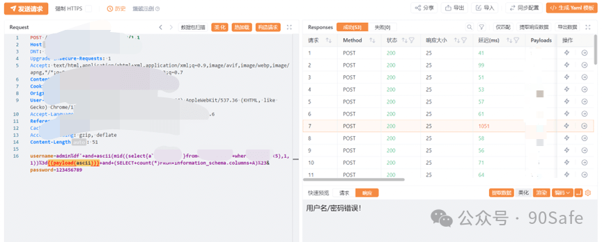 后台注入测试请求截图