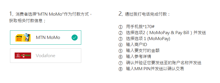 MTN MoMo支付流程说明图
