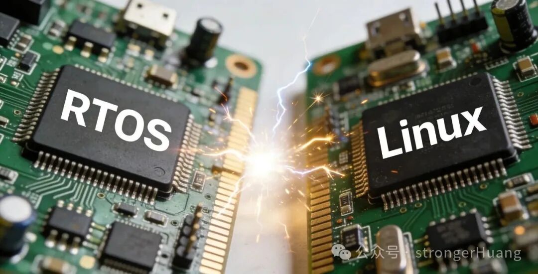 RTOS与Linux内核架构对比示意图