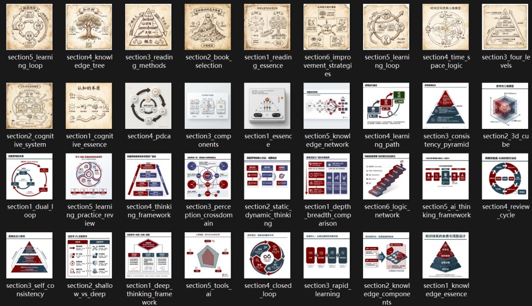 AI生成的关于学习与思维方法的配图集合