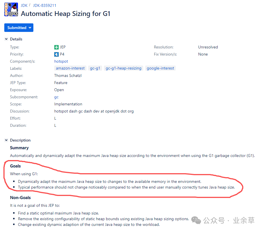 JEP 8359211: Automatic Heap Sizing for G1 提案详情