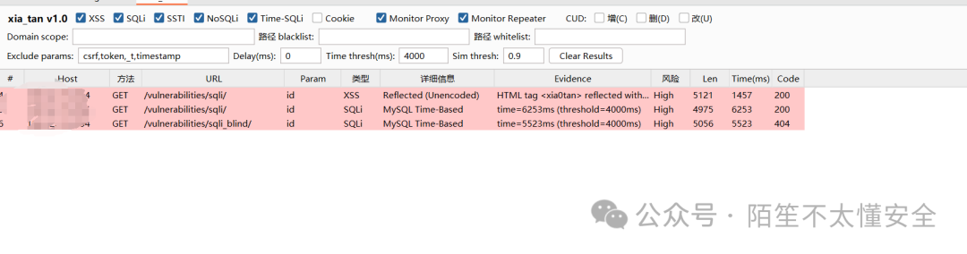 xia_tan 插件检测到SQL注入漏洞结果