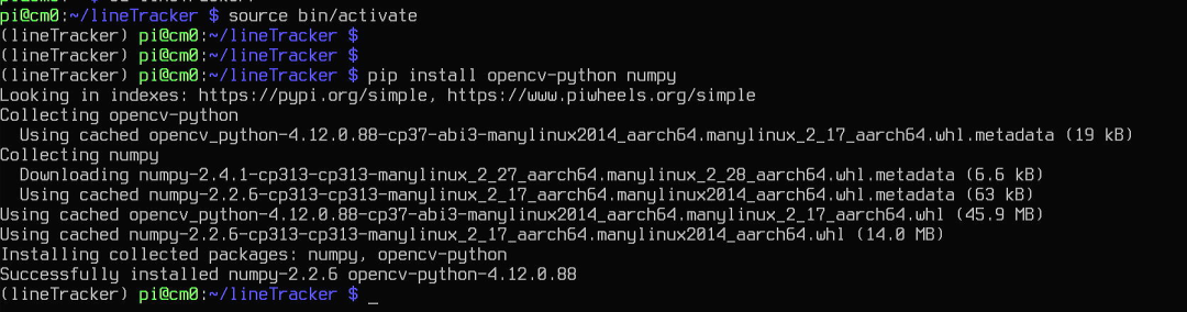 pip安装opencv和numpy成功