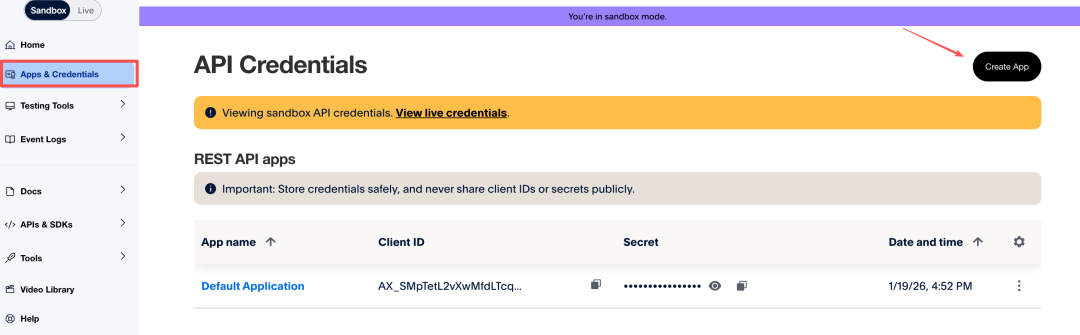 API凭据管理界面