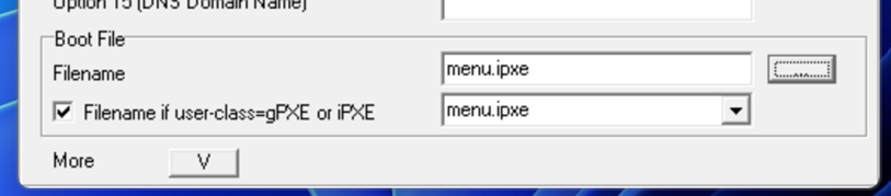 确认引导文件设置为menu.ipxe