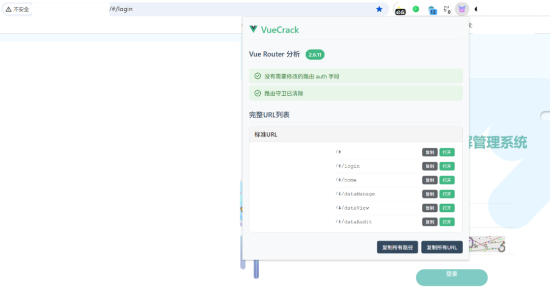 Vue Crack工具分析出的路由列表